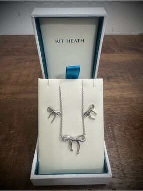 Sterling Silver Bow Necklace and Earring Set